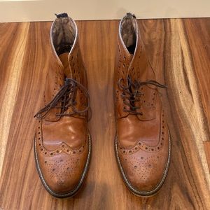 Aston Grey Mens Size 9 Brown Leather Ankle Wingtip Boots